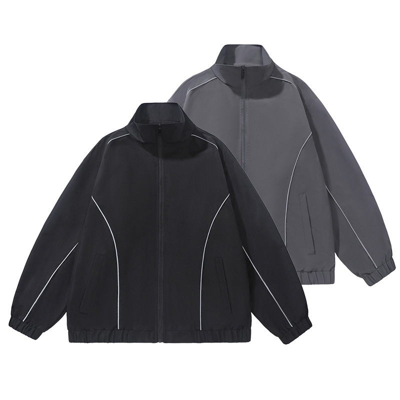 2026 New Style Jacket for Export, Cross-Border Men's Clothing, Spring and Autumn Loose Sports Jacket with Reflective Strips, Unisex 2026 New Style Jacket for Export, Cross-Border Men's Clothing, Spring and Autumn Loose Sports Jacket with Reflective Strips, Unisex