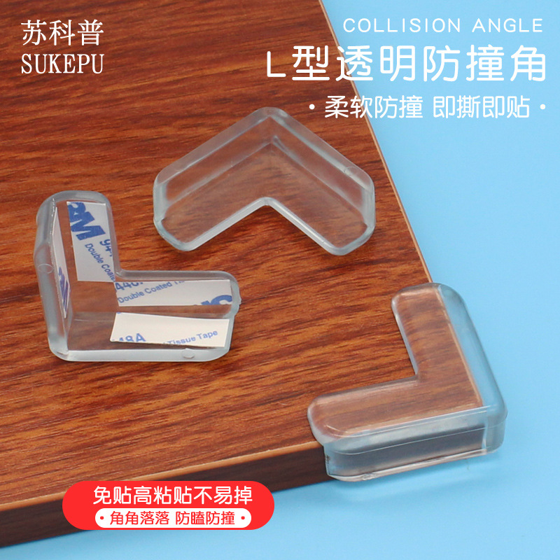 Protectores de Esquinas Transparentes de PVC en Forma de L para Mesas y Muebles