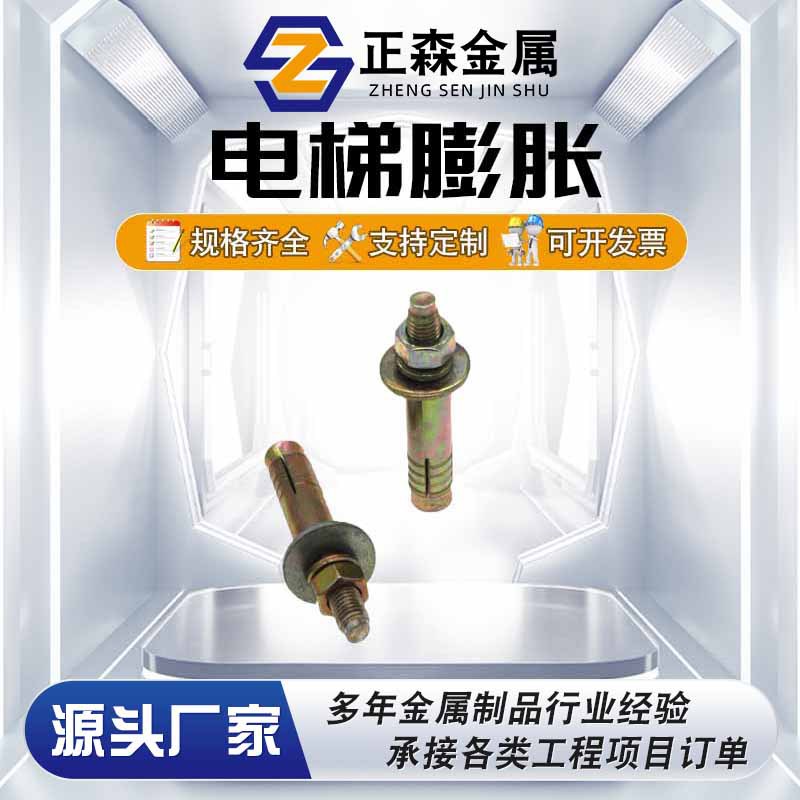 正森 电镀彩锌 M12 加厚电梯膨胀锚固涨栓 电梯锚栓壁虎 批发
