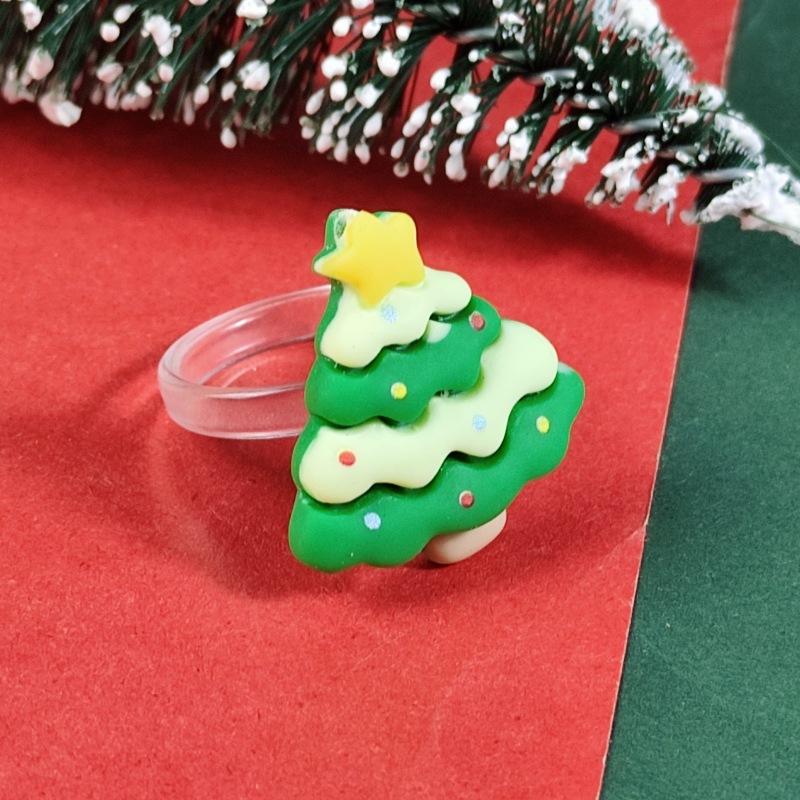 Cartoon Style Christmas Tree Santa Claus Christmas Socks Arylic Wholesale Rings display picture 8