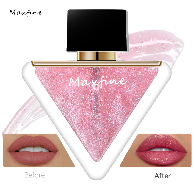 Оптовая продажа набора блесков для губ Maxfine Triangle Lip Plumping Lip Glaze с эффектом увеличения объема, медовым маслом, нелипким покрытием и стойким увлажняющим эффектом.