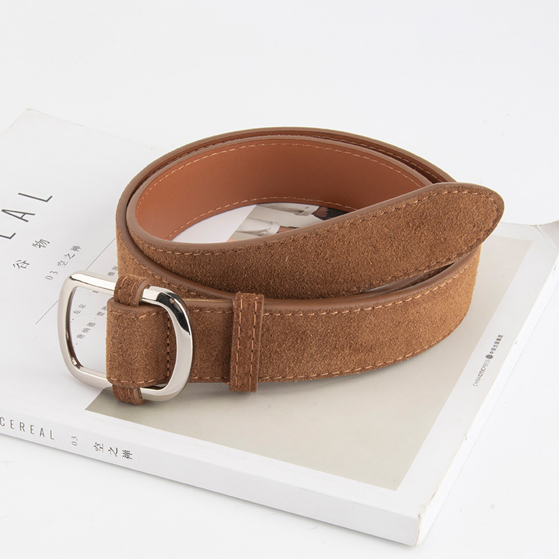Cross-Border American Retro Matte Genuine Leather Belt For Women, Decorative Suit Fashion High-End Pin Buckle Leather Belt Wholesale - Thumbnail 3