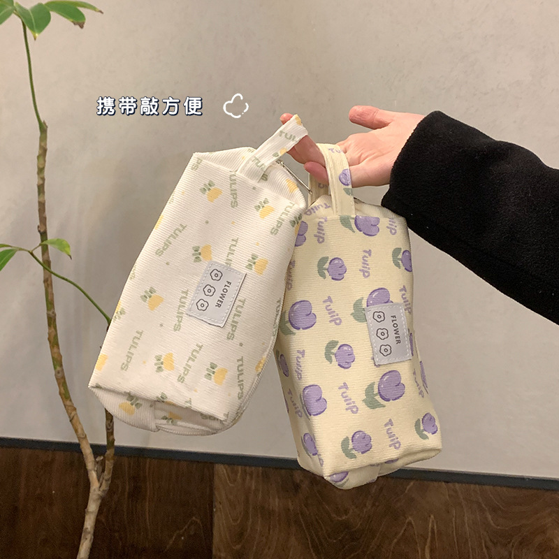 INS weathering Tulip caja de lápiz bolsa de maquillaje portátil de gran capacidad para mujeres Nueva bolsa de almacenamiento de viaje bolsa de lavado exquisito image 6
