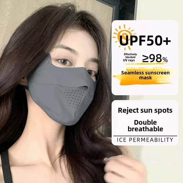 Sunscreen mask women's high-looking summer UV mask full face eye protection angle Ice Silk breathable 2024 New Thin