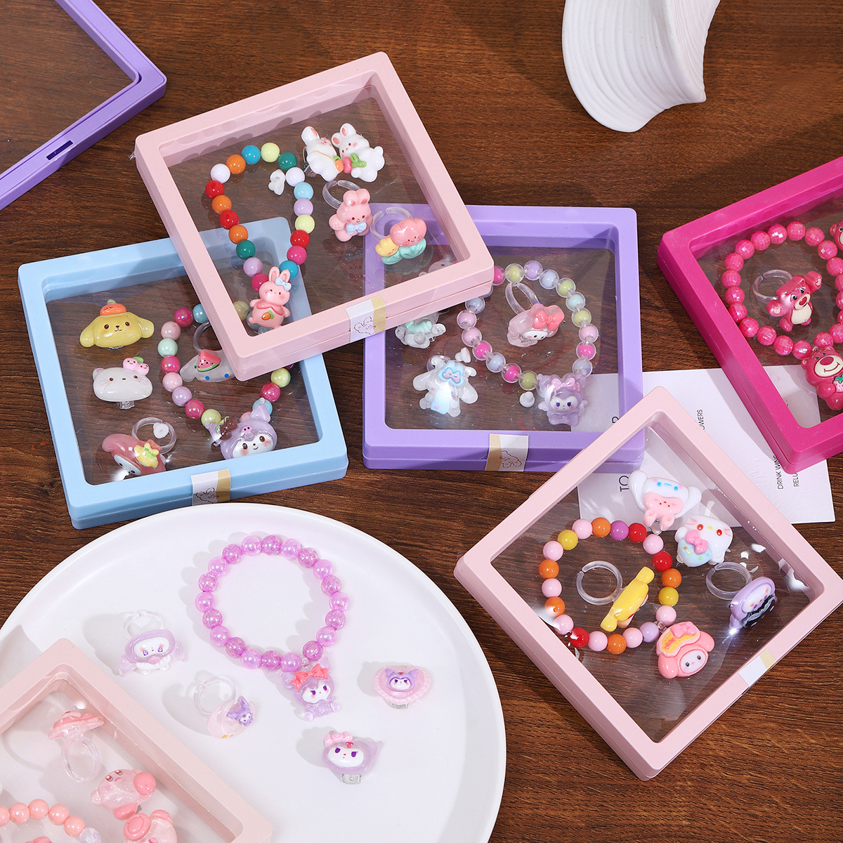 Niños dibujos animados hermosa pulsera niña cristal cuentas pulsera Baby Gallery Lomi conjunto de joyas pulsera de mujer