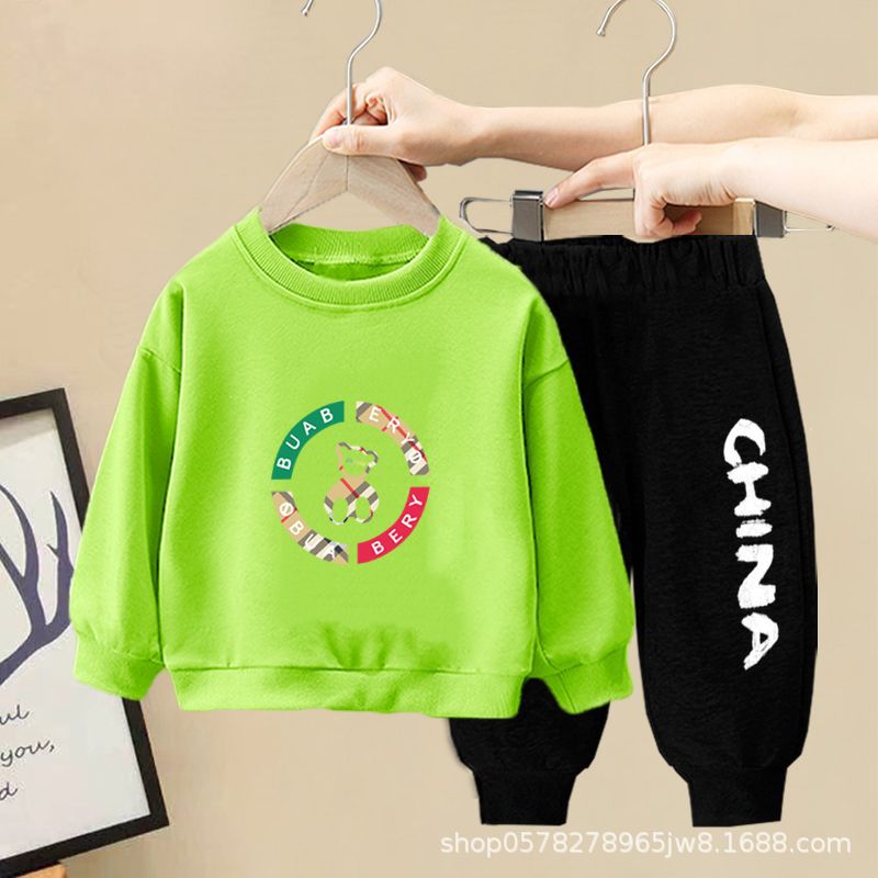 Spring and Autumn pure cotton stylish and fashionable 2022 new baby autumn long-sleeved sweatshirt two-piece set pic 2
