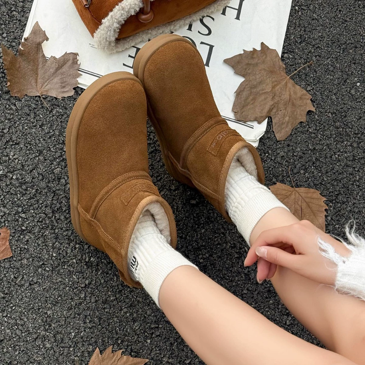 Retro matte leather keep warm classic low boots, simple and elegant design