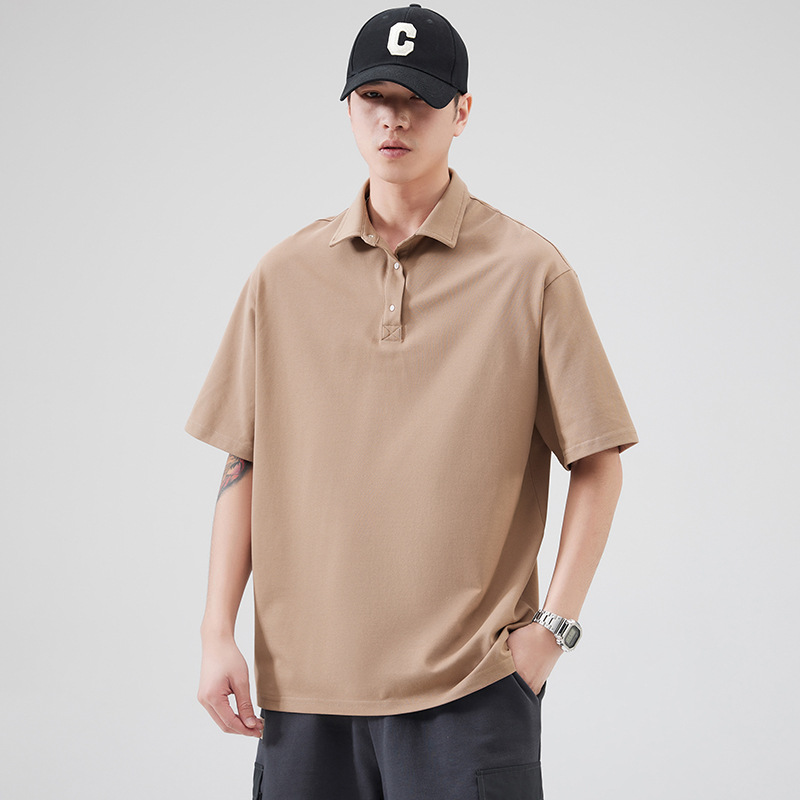 Sommer-Poloshirt mit Revers für Herren, kurz, lässig, locker sitzend, einfarbig, halbarm, trendig und vielseitig_voghion.com