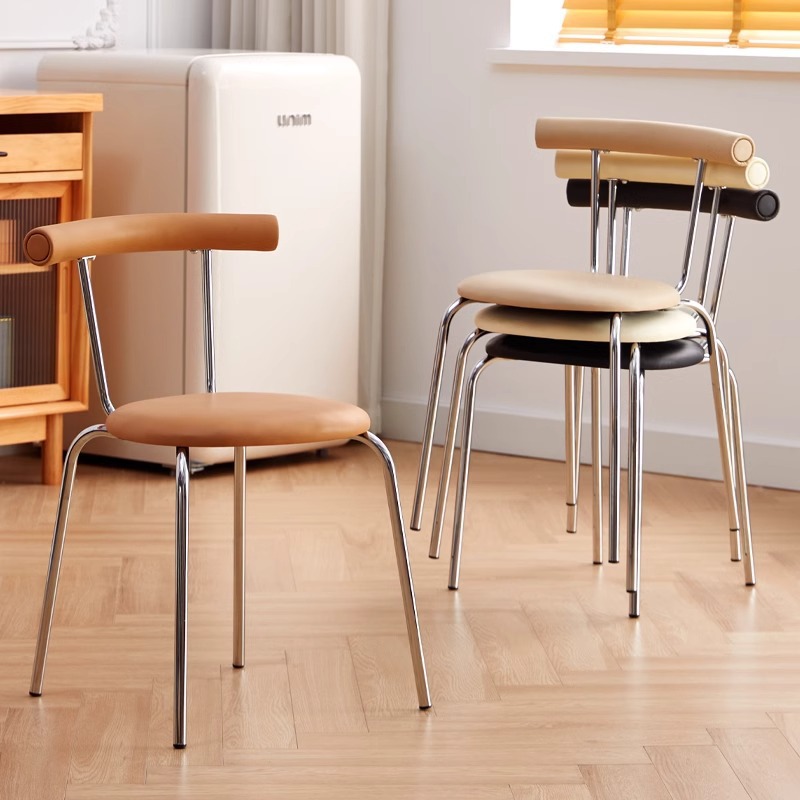 Cream Style Dining Chair Living Room Home Cafe Milk Tea Dessert Shop Stackable Backrest Chair Makeup Chair Egg Roll Chair