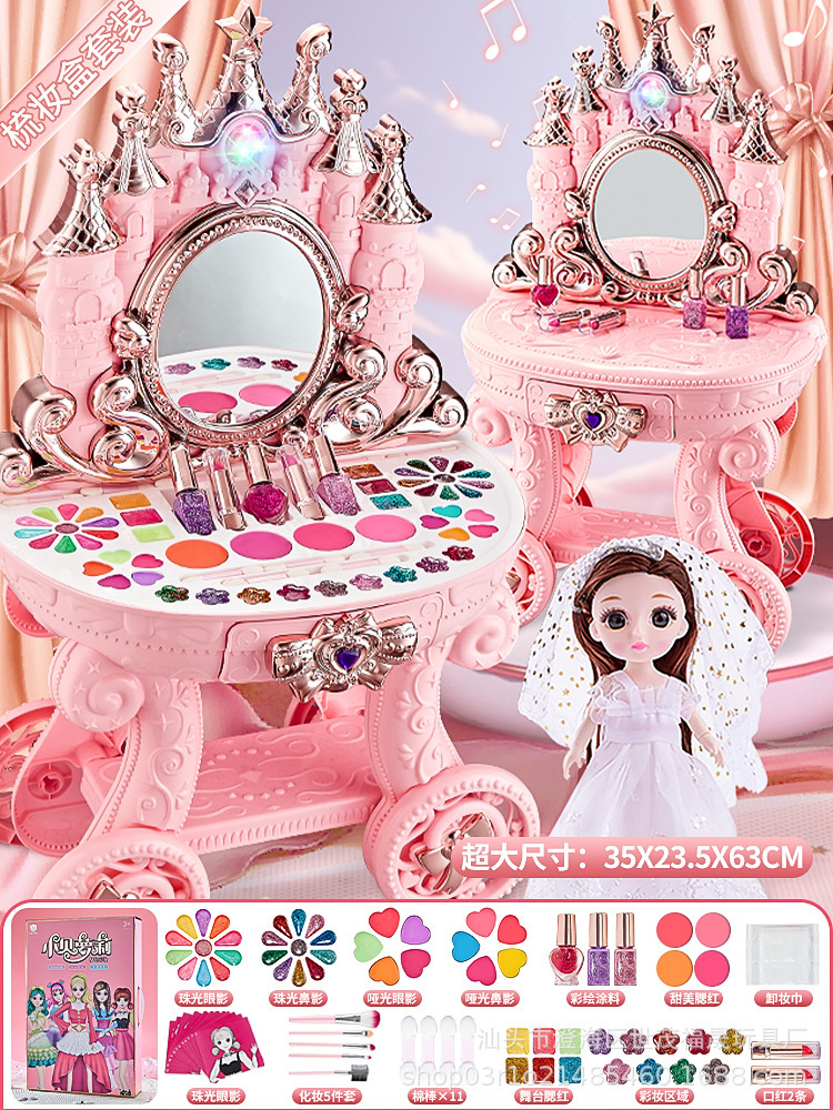 Set de Cosméticos de Juguete para Niñas, Maletín de Maquillaje Realista, Juego de Simulación de Tocador, Regalo para Niñas