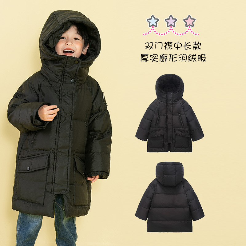 90% pato blanco abajo ropa de hombre y mujer para niños medianos y grandes para niños alargados con capucha engrosada chaqueta de longitud media abrigo largo