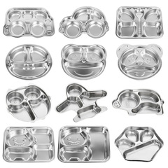 304 stainless steel children's dinner plate kindergarten baby compartment anti-fall meal sharing baby learning to eat auxiliary cartoon plate