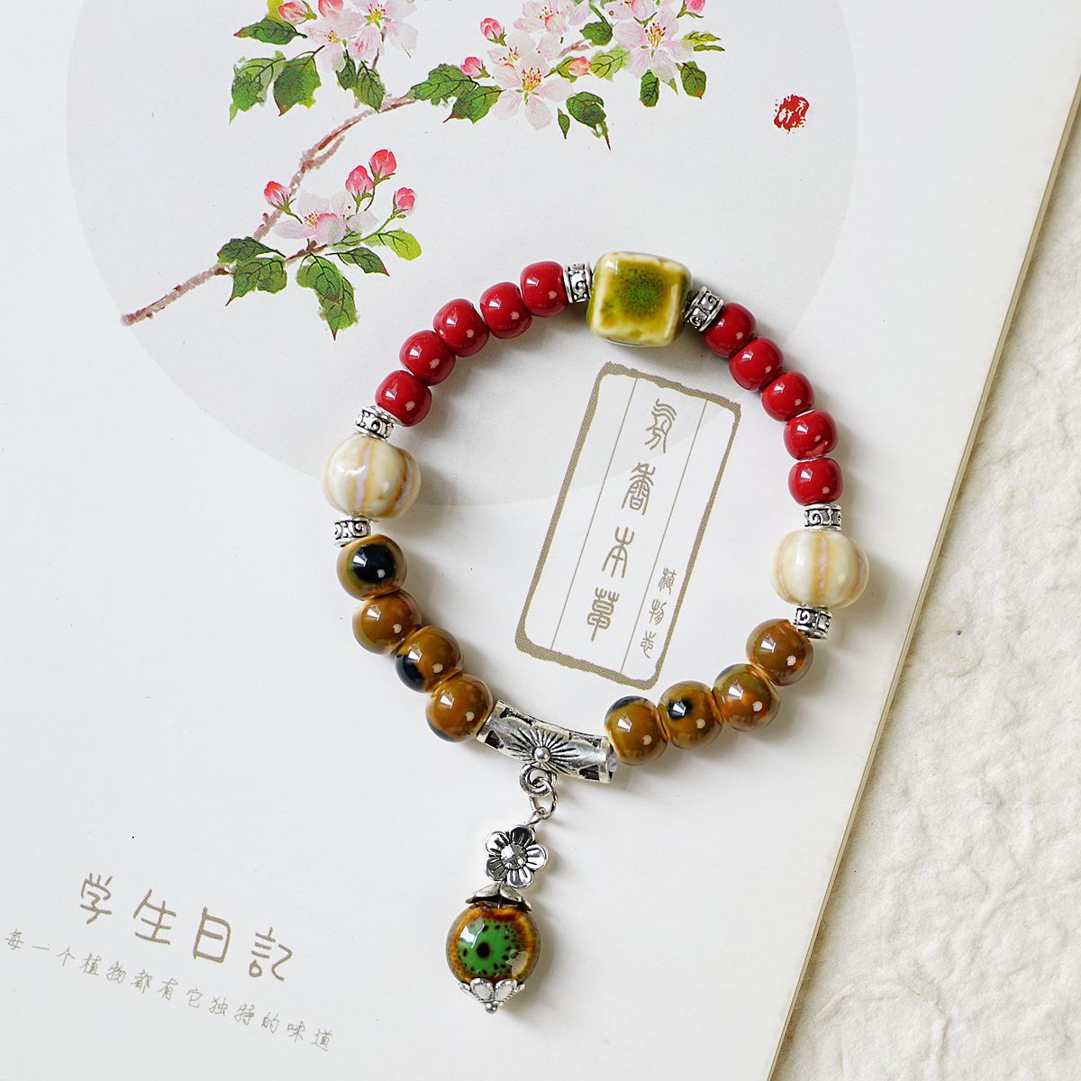 卸売景徳鎮セラミックブレスレット、色あせしない、女性のハイエンドの新しい中国風の多用途の国民風のジュエリーブレスレット