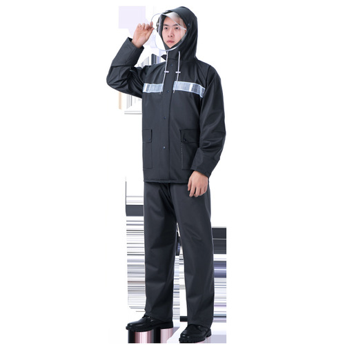 Double brim split raincoat suit motorcycle heavy rain men's takeout labor protection reflective thickened raincoat and rain pants wholesale