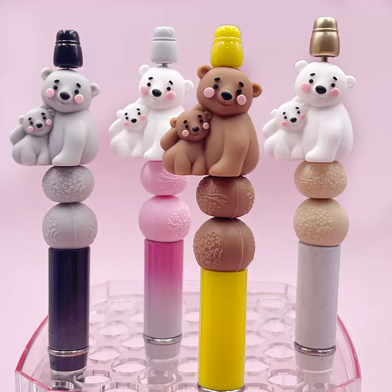 跨境新款3D立体硅胶牙胶磨牙珠子滴胶焦点插入珠奶嘴链钥匙扣配件