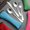 Tableware stainless steel, street set, handheld cloth bag, fork, spoon, suitable for import, 3 piece set