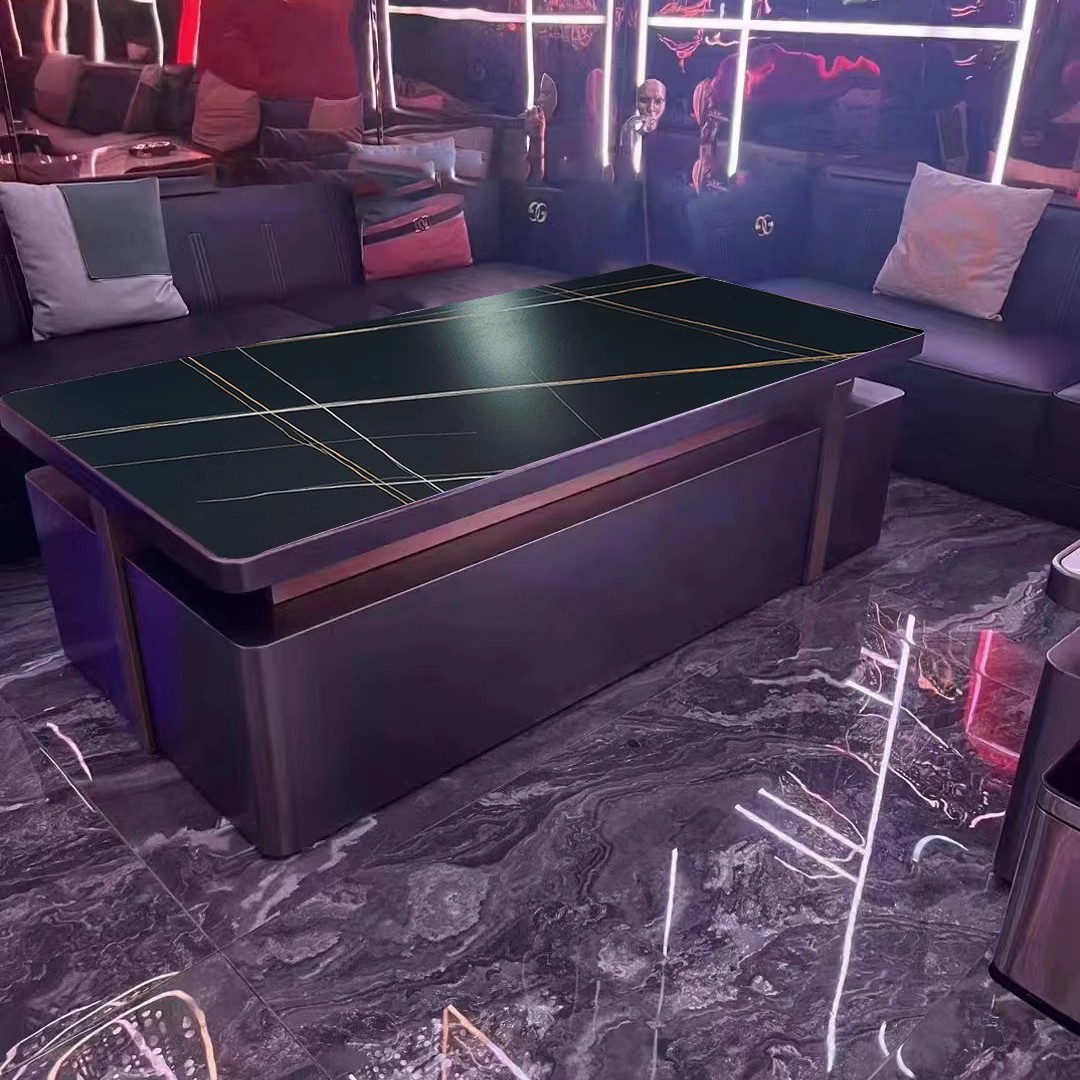 고급 로렌 블랙 골드 슬레이트 엣지 커피 테이블 1(재고 있음)