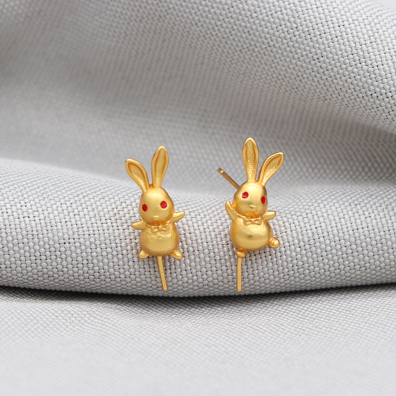 2023 Year of the Rabbit Tait lovely rabbit Shakin Ear Studs Bunny Shakin Ear bones No pierced ears Pearl rabbit Earrings