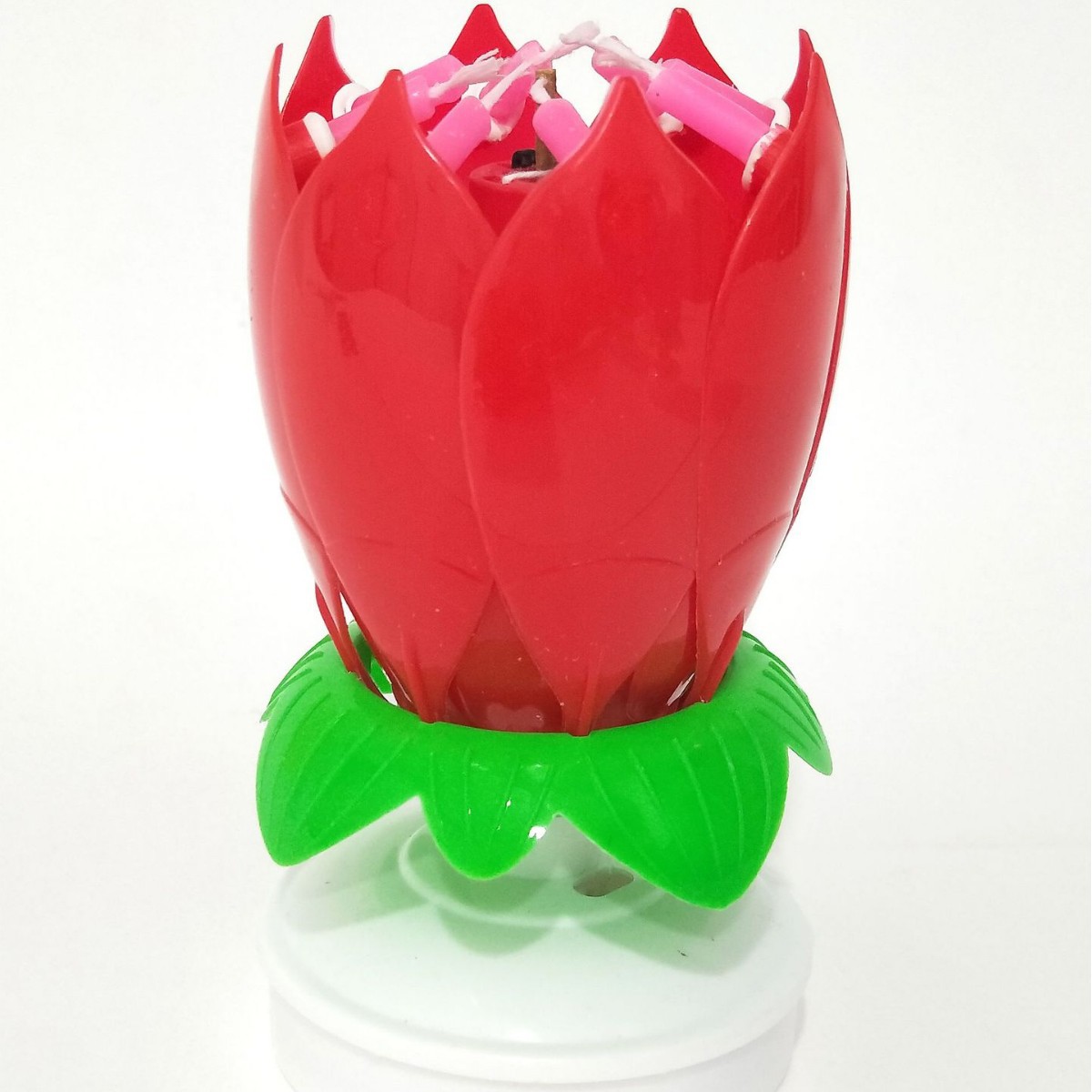 Vela de cumpleaños electrónico Lotus doble capa floración rotación cumpleaños fiesta atmósfera pastel decoración creativa música vela