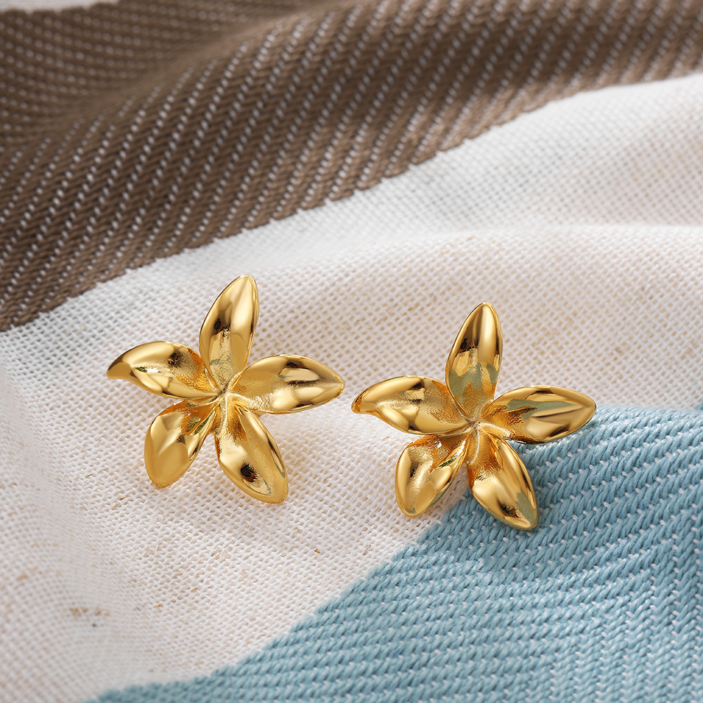 13g Weight Titanium Steel Ear Needle Material Ear Studs Classification 1 Pair Quantity Daily Occasion Titanium Steel Material Flower Pattern All Seasons Season Women's Gender Polished Finish Mixed Metal, Plating Design Elegant Style 1 Pair Elegant Flower Mixed Metal Plating Titanium Steel Ear Studs 13