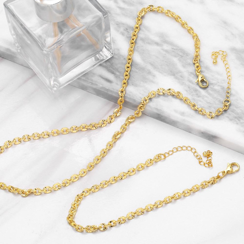 Simple circle chain Copper 18K Gold-plated necklace bracelet