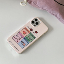 适用小清新手绘风卡通图案13promax手机壳硬壳15promax菲林壳16