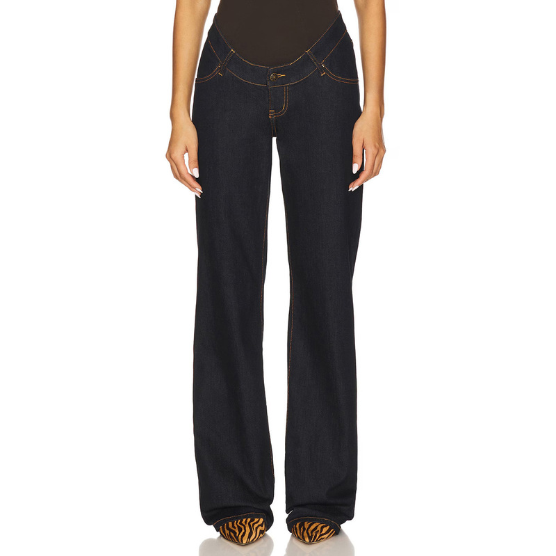 Shenzhen Nanyou Low-Rise Cocoon-Shaped Wide-Leg Soft Denim Pants for Women, 2025 Autumn Style, Loose Fit, Slimming, Visible Stitching, Floor-Length Straight Pants