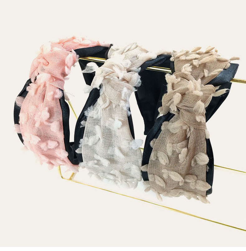 Korean Linen Color-blocking Knotted Headband display picture 5