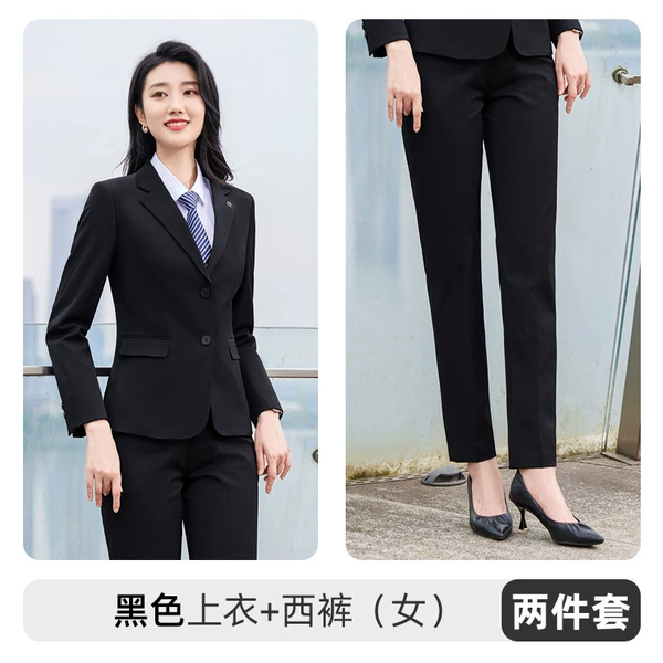 Female 6698 "Double Button" black suit + trousers