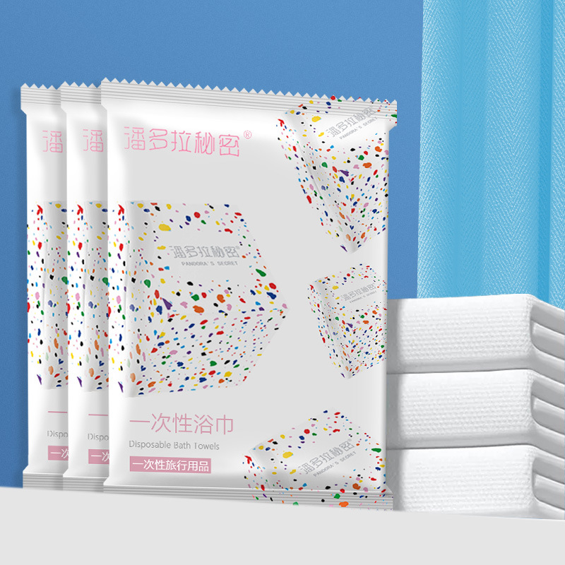 Disposable bath towels in individual packaging, large size, extra-thick—perfect for business trips, travel, and on-the-go use; specially designed for hotels and guesthouses.