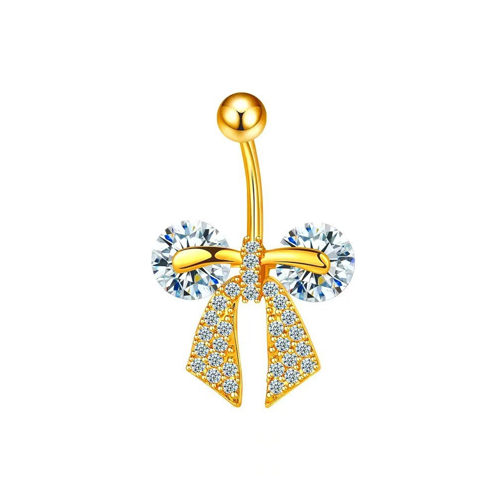 Exotic Geometric High-End Bow Navel Ring with Zircon - Copper Body Piercing Jewelry Wholesale detail image 9