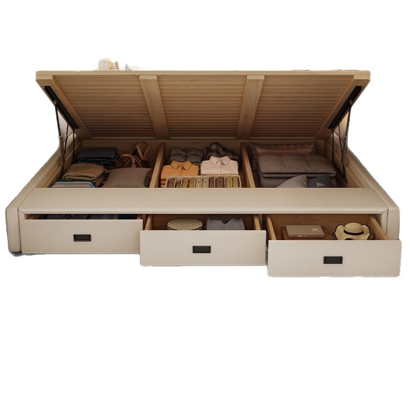 Cama de madera maciza sin cabecera Cama de almacenamiento de caja Cama de almacenamiento de cajón de marco de fila de tatami de apartamento pequeño