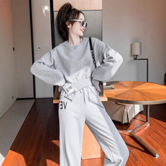 时尚休闲运动套装女秋冬2025新款减龄炸街洋气时髦加绒卫衣两件套