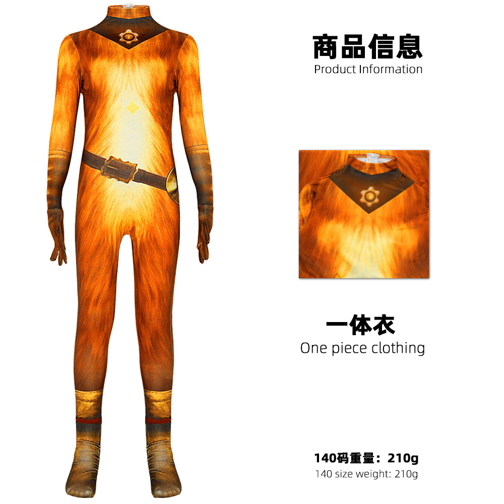 Halloween cos Puss in Boots 2 Kids cosplay Costume Cloak Prop Suit Cat Warrior One-Piece Suit