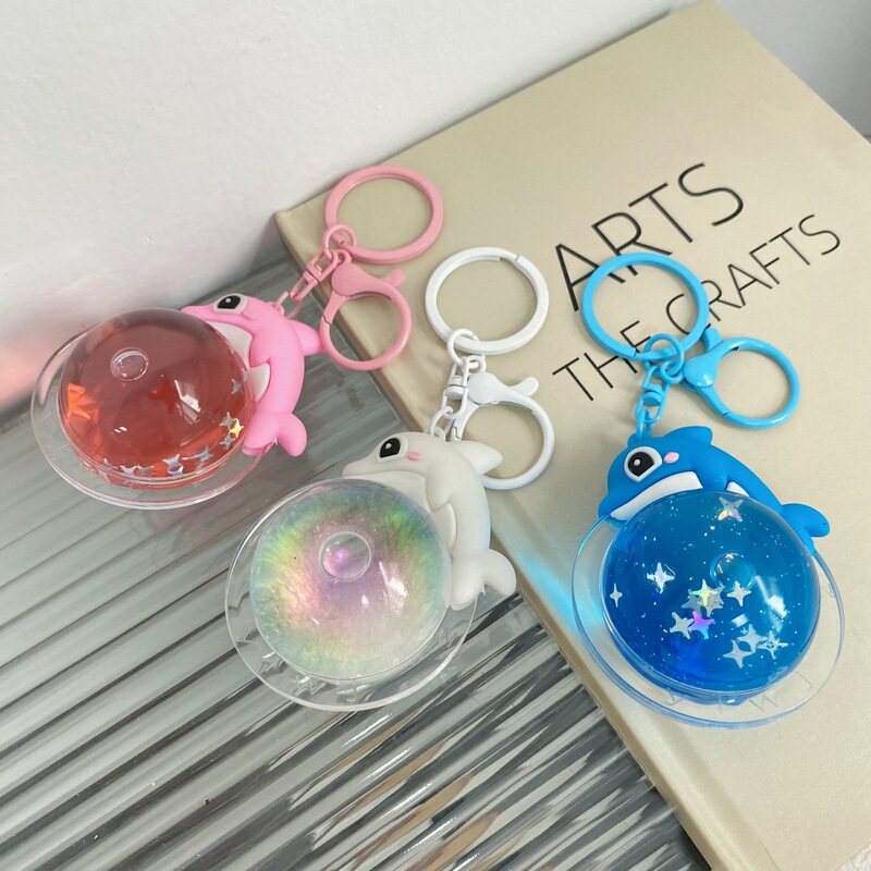 Creative Dolphin Liquid Keychain Cartoon Marine Animal Accessories Girl Sweet Pendant Student Bag Pendant