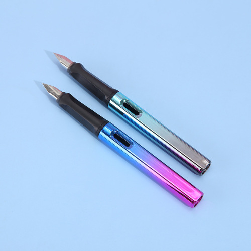 Colorful gradient business gift student pen plastic replaceable ink bag positive posture pen stationery wholesale