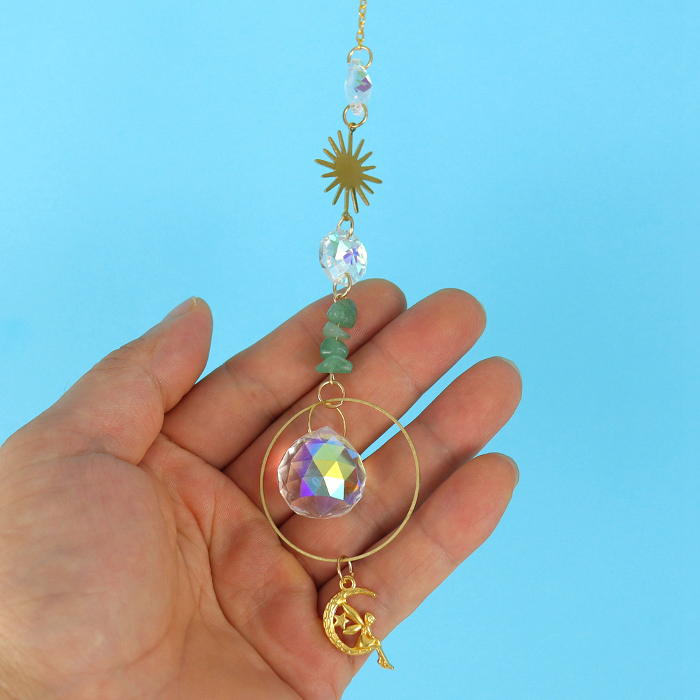 Fashion Sun Moon Elf Artificial Crystal Agate Metal Lighting Pendant display picture 2