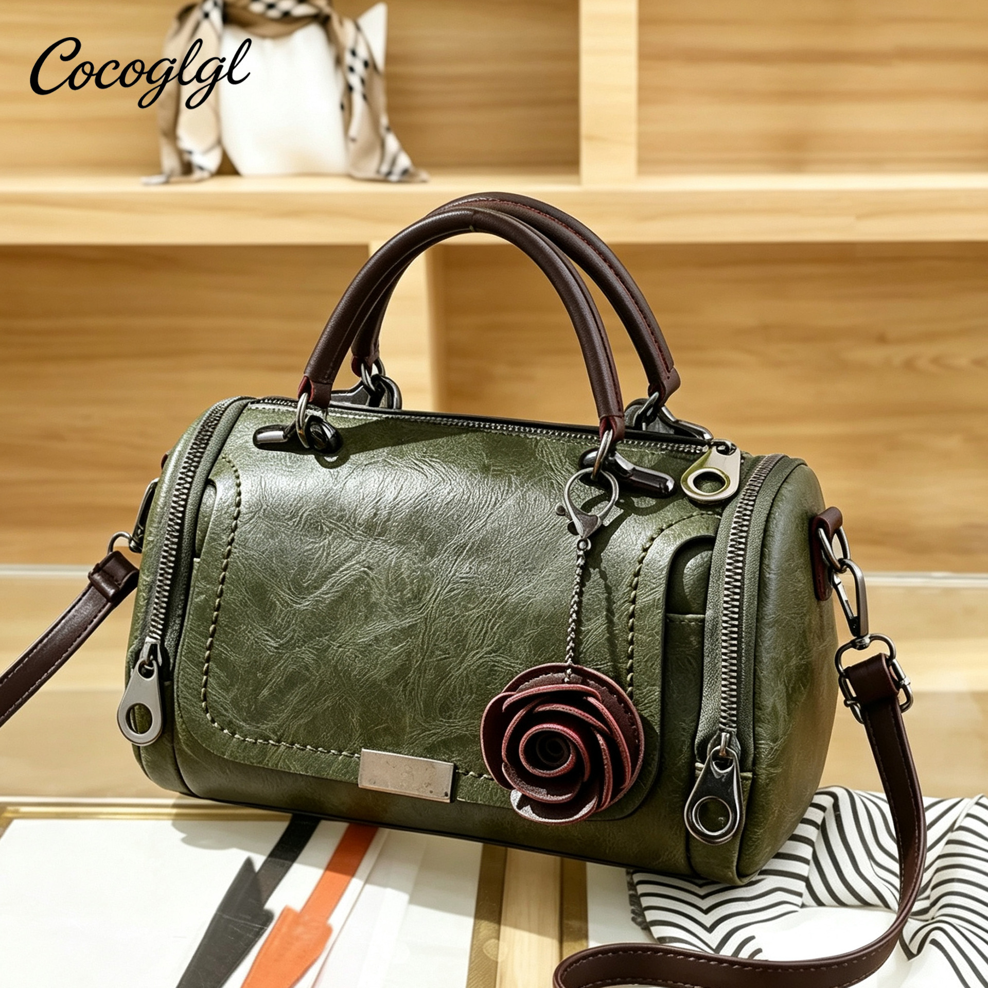Cross-border foreign trade women's bag 2026 new vintage pillow bag with small flower pendant, Korean style crossbody shoulder bag