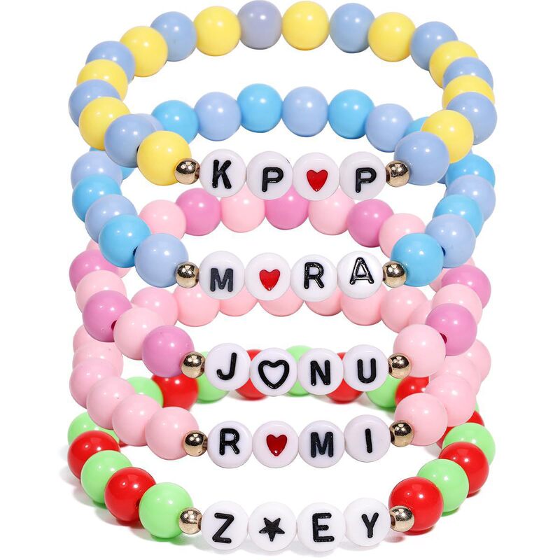 Kpop Hunter Girl Group Zoey Mira Hunter Girl Group Women's Gift Star Gold Beads Soft Clay English Letter Bracelet