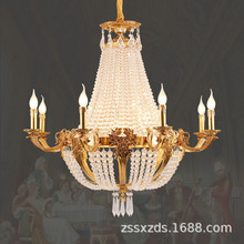 法式纯铜水晶吊灯别墅客厅餐厅灯创意大气卧室灯奢华复式楼大厅灯