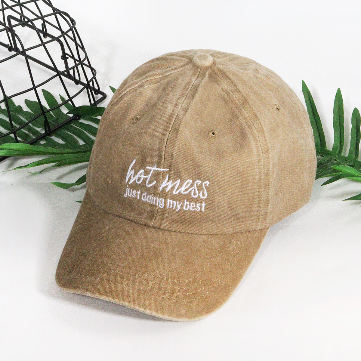 Unisex Stylish casual ins letter embroidered washed baseball cap Deep top visor_voghion.com