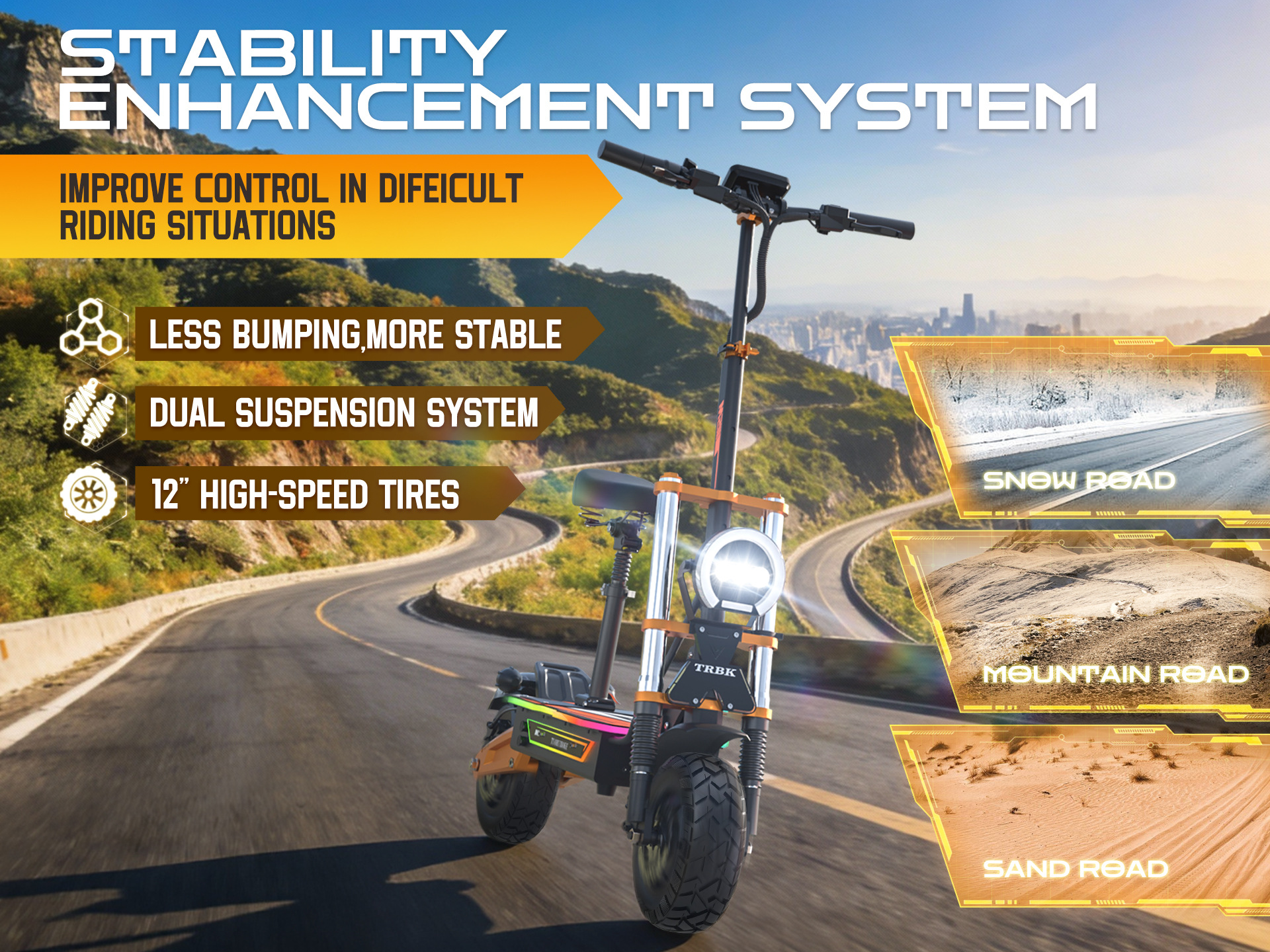 BOYUEDA72V dual-drive 10000W off-road electric scooter, foldable, 95 mph speed, long range electric vehicle