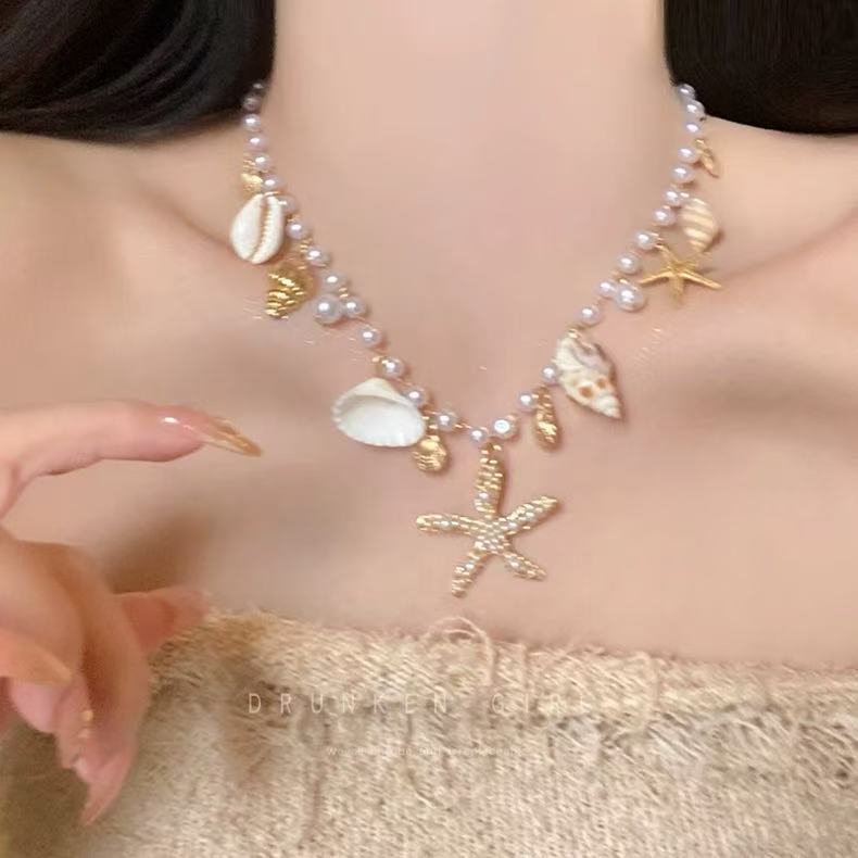 진주 불가사리 조개 목걸이