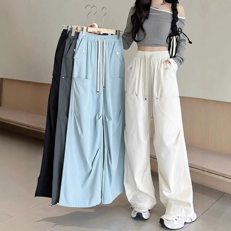 Women's Summer Thin Cargo Pants, Straight-Leg Sports Pants, Outdoor Quick-Dry Wide-Leg Long Pants, Cool and Stylish Women's Summer Thin Cargo Pants, Straight-Leg Sports Pants, Outdoor Quick-Dry Wide-Leg Long Pants, Cool and Stylish