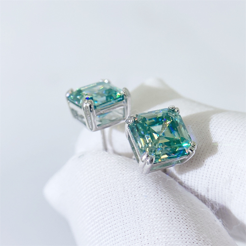 40g Weight 925 Sterling Silver Ear Needle Material 1.0ct, 2.0ct Carat Total Weight Moissanite Inlay Material Ear Studs Classification Asscher Diamond Shape 1 Pair 1.0ct 2.0ct Asscher 925 Sterling Silver Moissanite VVS1-VVS2 GRA Geometric Square Ear Studs