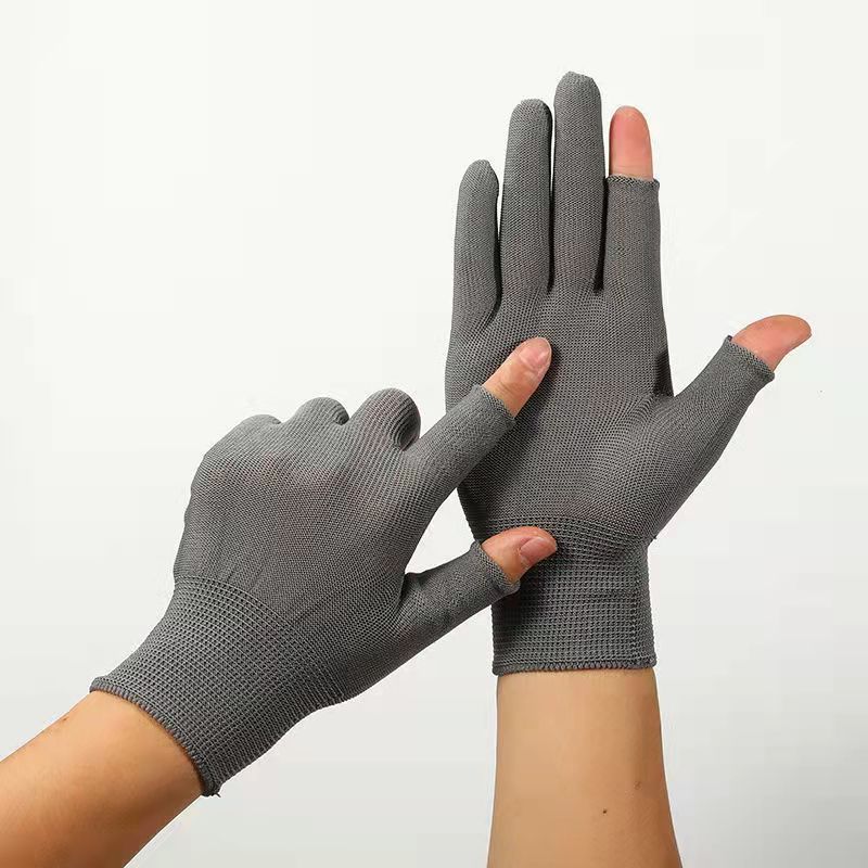 Factoria transfronteriza dispensando guantes de protección laboral antideslizantes de línea de nylon elástico ultra delgado permeable a la protección laboral de hombres y mujeres