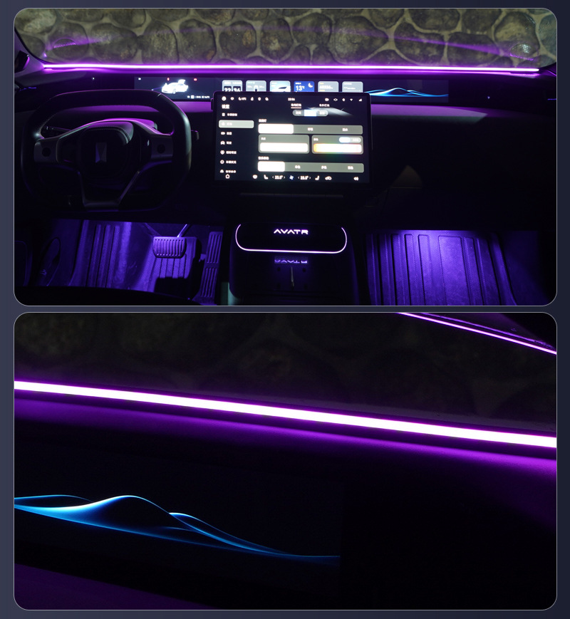 Car Interior Led Ambient Light with USB Connection, Flow Light Effect, No Wiring Needed