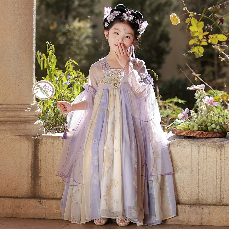 Весеннее детское платье ханьфу, платье для принцессы в китайском стиле