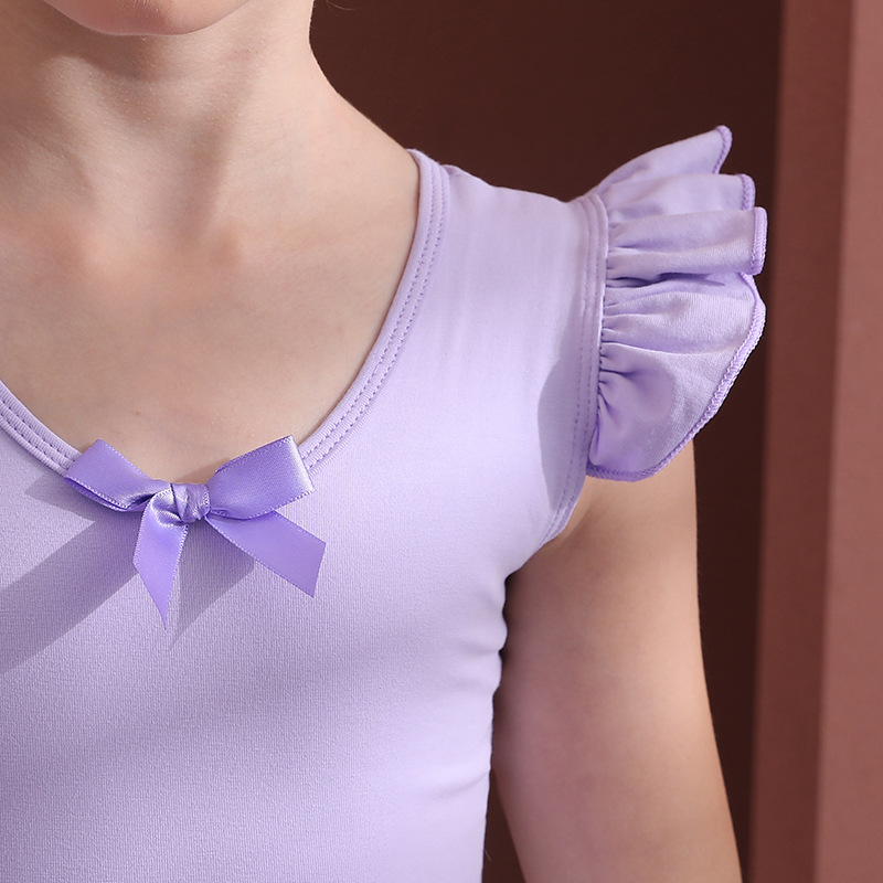 어린이 댄스 의류 순면 보라색 여름 민소매 소녀 연습 옷 어린이 발레 스커트 아트 시험 중국 댄스 의류