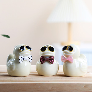 Ceramic Little Yellow Duck Creative Cute Duck Small Ornaments Desktop Decorations Home Living Room Ornaments Bonsai Decoration